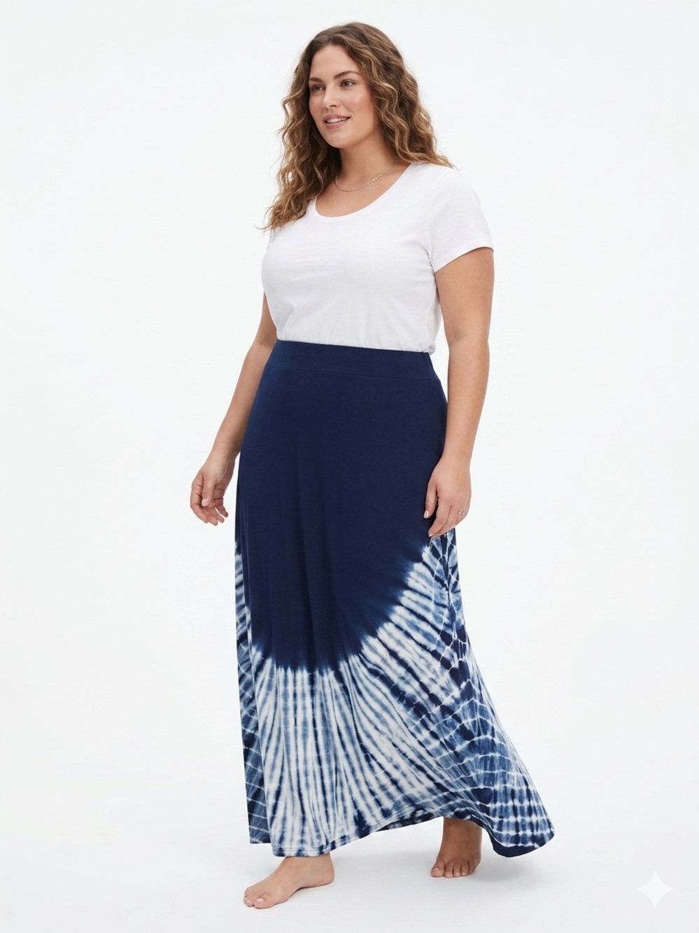 torrid Navy and White Tie-Dye Maxi Skirt NWT w/ flaw